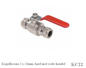 Kogelstopkraan 22 x 22mm. knel