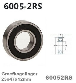 Kogellager 6005-2RS 25x47x12