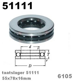 Taatslager 6105 55x78x16 (axiaal)