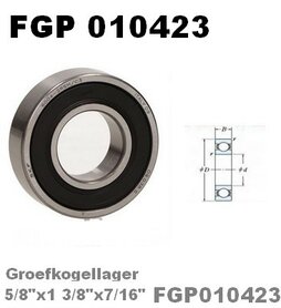 Kogellager FGP 010423 5/8"x1 3/8"x7/16"