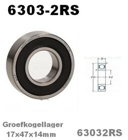 Kogellager 6303 2RS 17x47x14